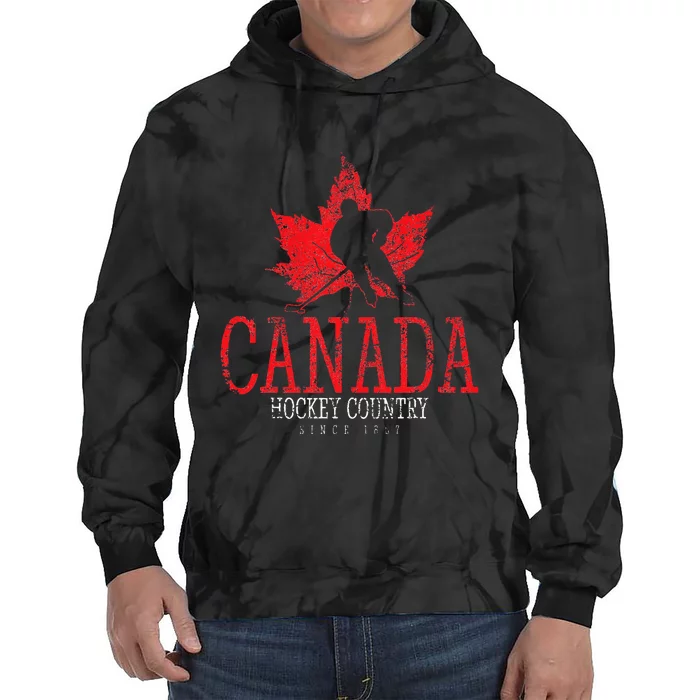 Canada Ice Hockey Sport Canadian Player Vintage Tie Dye Hoodie