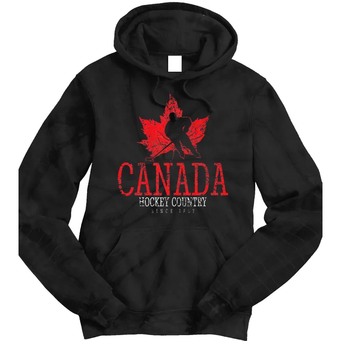 Canada Ice Hockey Sport Canadian Player Vintage Tie Dye Hoodie