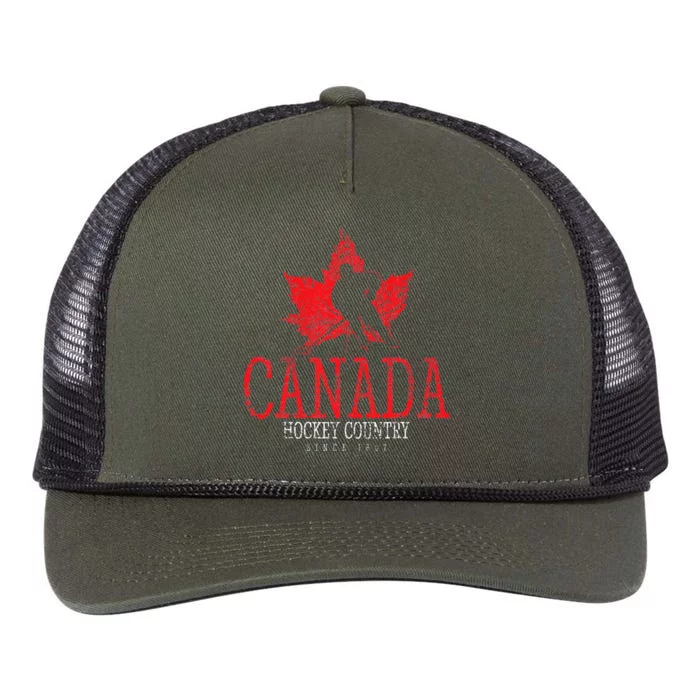 Canada Ice Hockey Sport Canadian Player Vintage Retro Rope Trucker Hat Cap