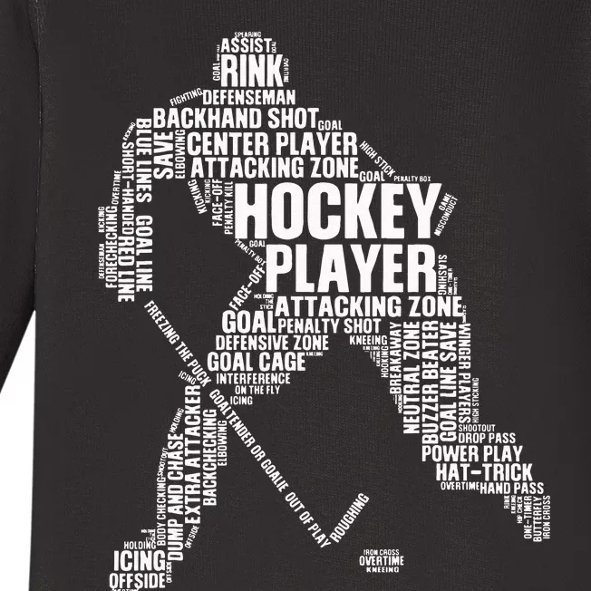 Cool Ice Hockey Art For Men Women Boy Girl Ice Hockey Player Baby Long Sleeve Bodysuit