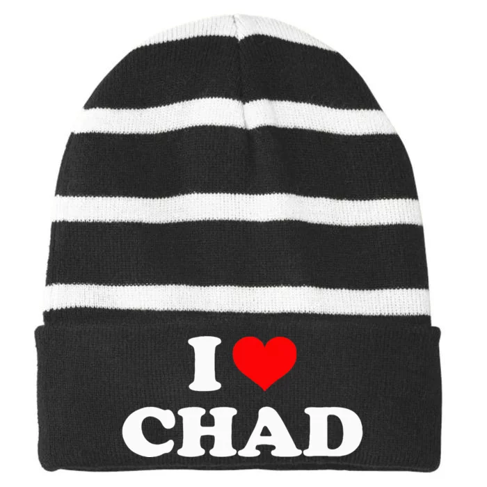 Chad I Heart Chad I Love Chad Striped Beanie with Solid Band