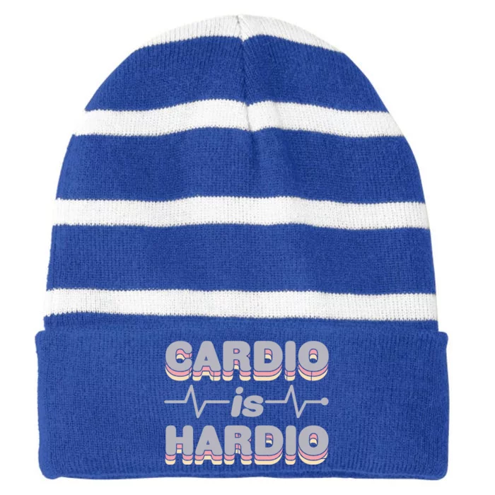 Cardio Is Hardio Striped Beanie with Solid Band