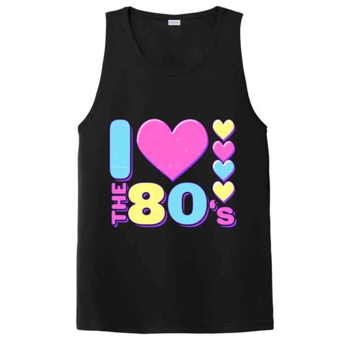 Cute I Heart Love The 80's Performance Tank