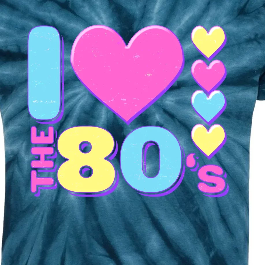 Cute I Heart Love The 80's Kids Tie-Dye T-Shirt