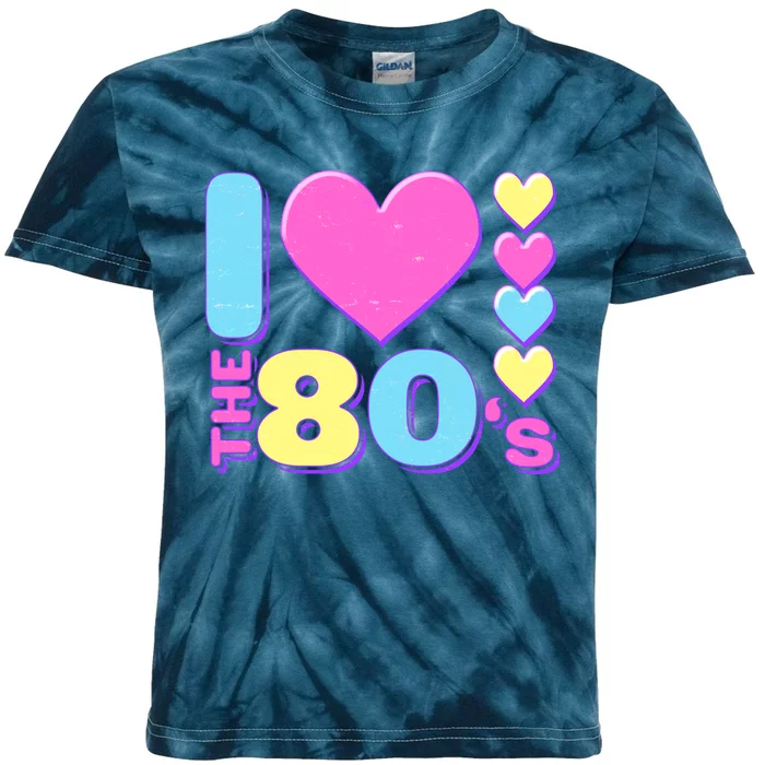 Cute I Heart Love The 80's Kids Tie-Dye T-Shirt