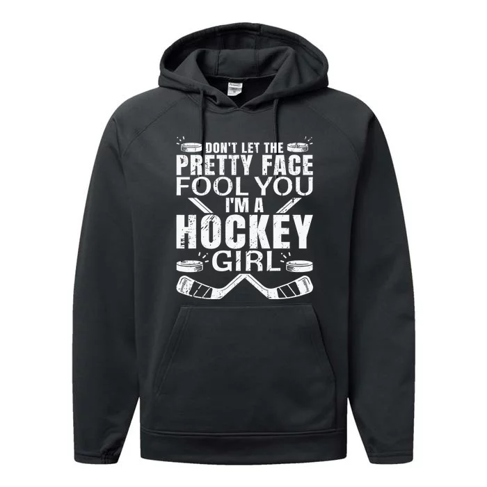 Cool Ice Hockey For  Girls Field Hockey Lover Team Performance Fleece Hoodie