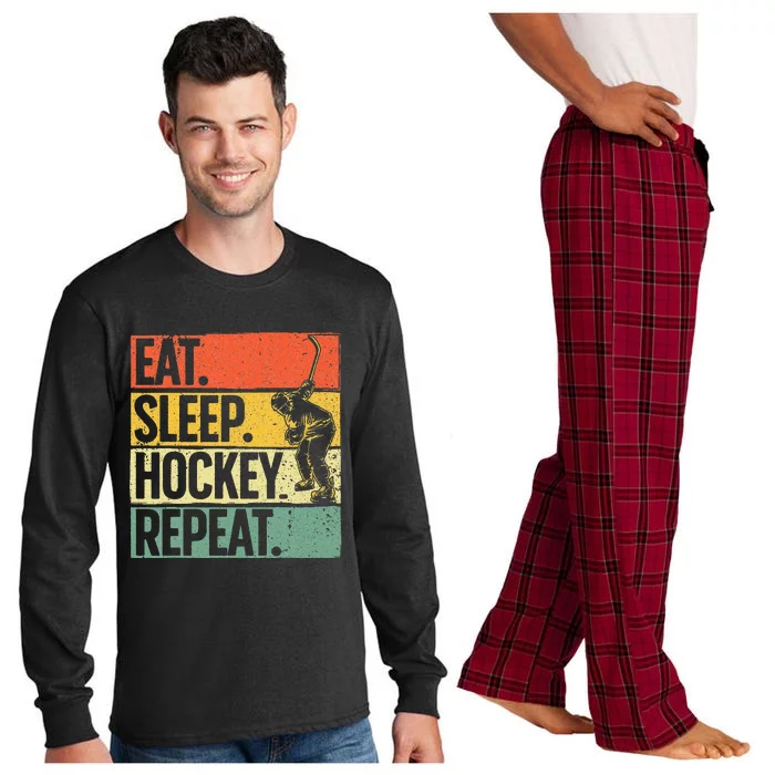 Cute Ice Hockey For  Hockey Lover Goalie Sports Long Sleeve Pajama Set