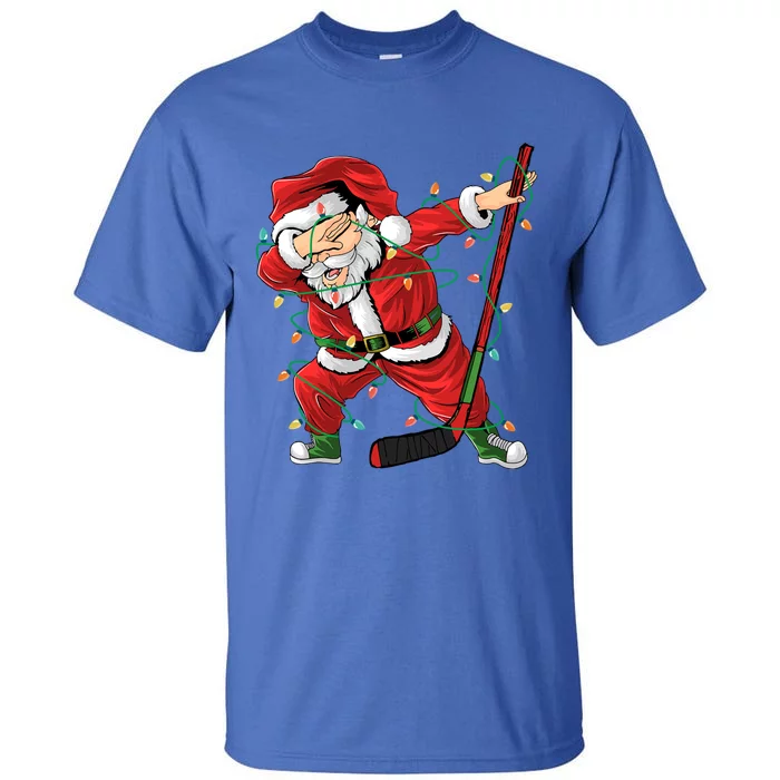 Christmas Ice Hockey Dabbing Santa Lights Xmas Hockey Player Cute Gift Tall T-Shirt