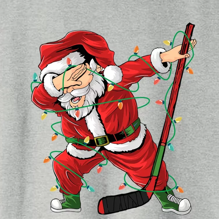 Christmas Ice Hockey Dabbing Santa Lights Xmas Hockey Player Cute Gift Women's Crop Top Tee