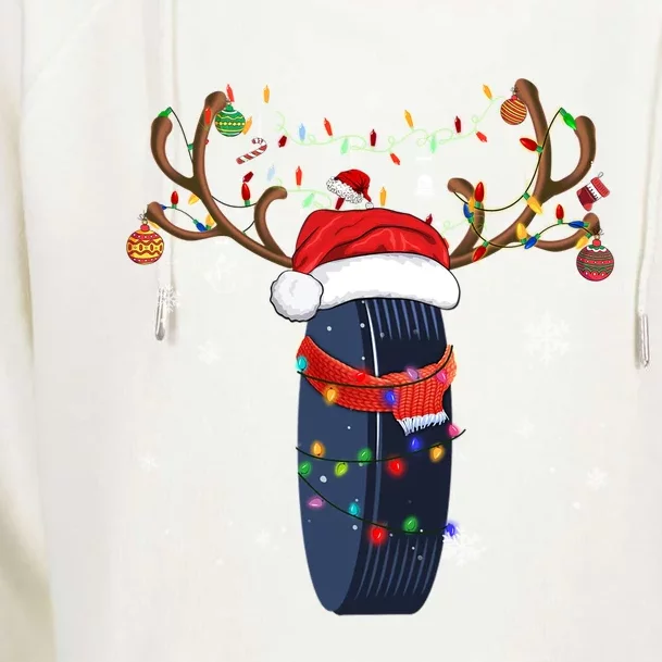 Christmas Ice Hockey Ball Santa Hat Xmas Pajama Matching Gift Womens Funnel Neck Pullover Hood