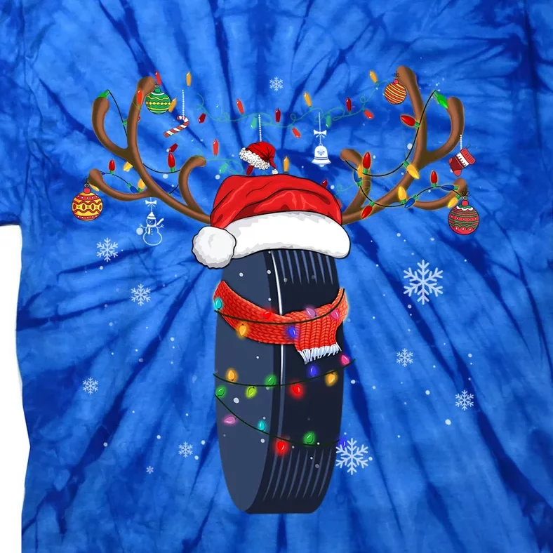 Christmas Ice Hockey Ball Santa Hat Xmas Pajama Matching Gift Tie-Dye T-Shirt