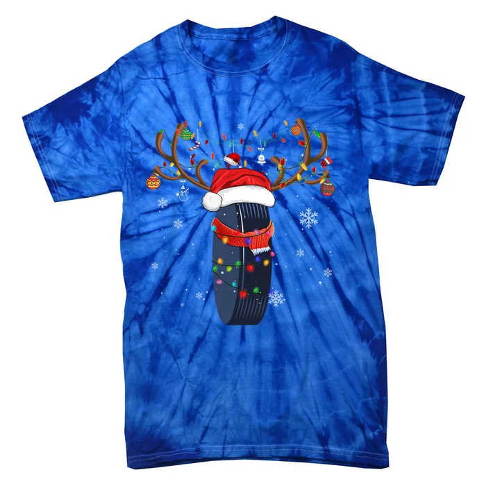 Christmas Ice Hockey Ball Santa Hat Xmas Pajama Matching Gift Tie-Dye T-Shirt