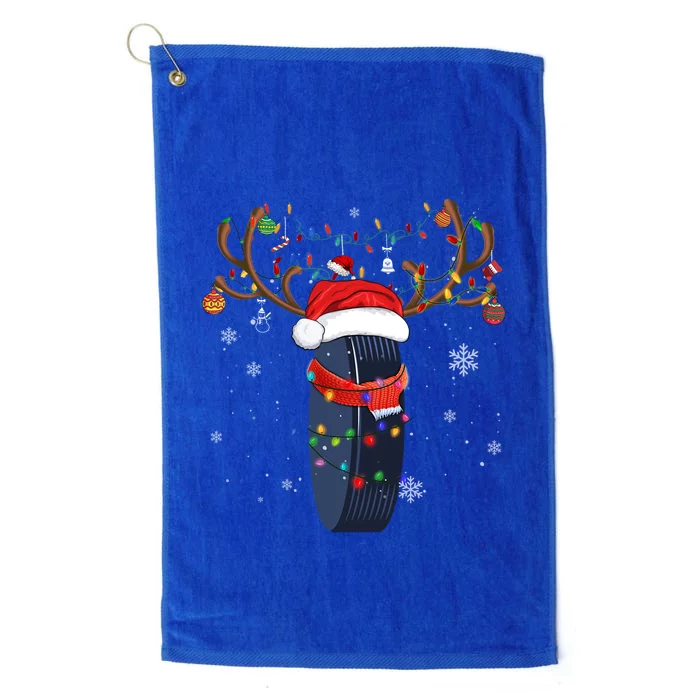 Christmas Ice Hockey Ball Santa Hat Xmas Pajama Matching Gift Platinum Collection Golf Towel