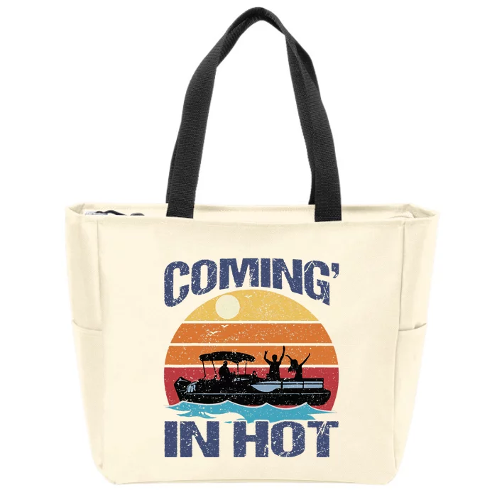 Coming In Hot Vintage Funny Pontoon Captain Boat Boating Zip Tote Bag