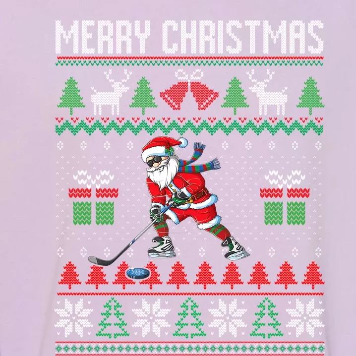 Christmas Ice Hockey Santa Xmas Sport Lover Ugly Sweater Meaningful Gift Garment-Dyed Sweatshirt