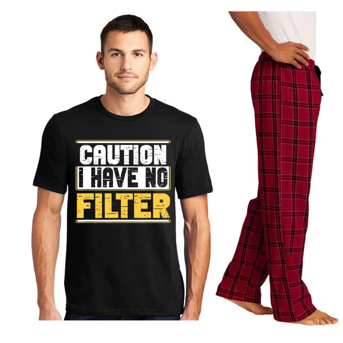 Caution I Have No Filter Funny Sarcastic Humor Awesome Cute Pajama Set