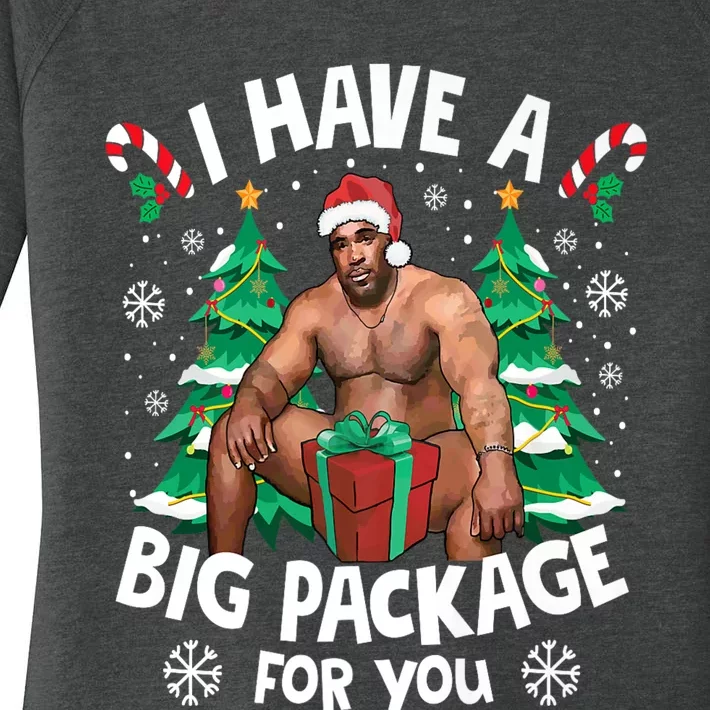 Christmas I Have A Big Package For You Naughty Big Black Guy Women's Perfect Tri Tunic Long Sleeve Shirt