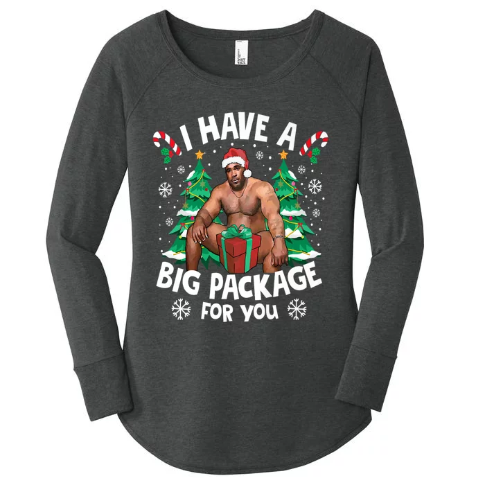 Christmas I Have A Big Package For You Naughty Big Black Guy Women's Perfect Tri Tunic Long Sleeve Shirt