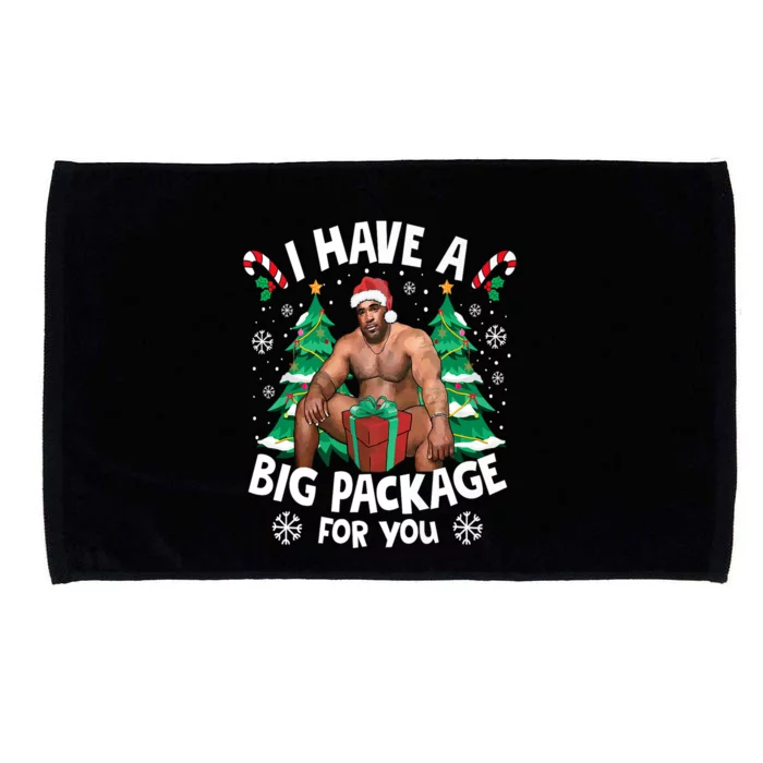 Christmas I Have A Big Package For You Naughty Big Black Guy Microfiber Hand Towel