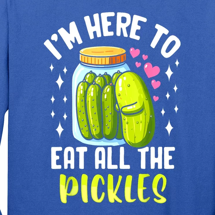 Cute Im Here To Eat All The Pickles Pickle Cucumber Vegetarian Gift Long Sleeve Shirt