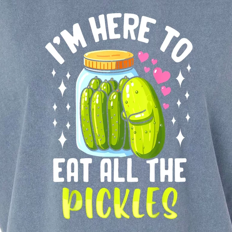 Cute Im Here To Eat All The Pickles Pickle Cucumber Vegetarian Gift Garment-Dyed Women's Muscle Tee