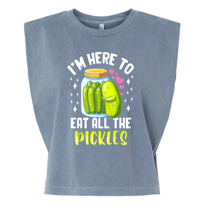 Cute Im Here To Eat All The Pickles Pickle Cucumber Vegetarian Gift Garment-Dyed Women's Muscle Tee