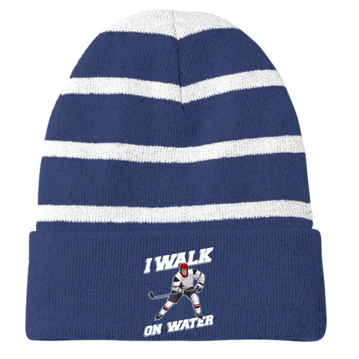 Cool Ice Hockey Player Art For Ice Hockey Lover Striped Beanie with Solid Band