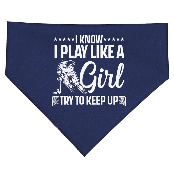 Cool Ice Hockey For Wo Girls Hockey Lover Team Skating USA-Made Doggie Bandana