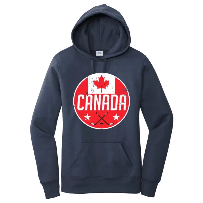 Canada Ice Hockey Flag Jersey Supporter Canadian Fan Gift Women's Pullover Hoodie