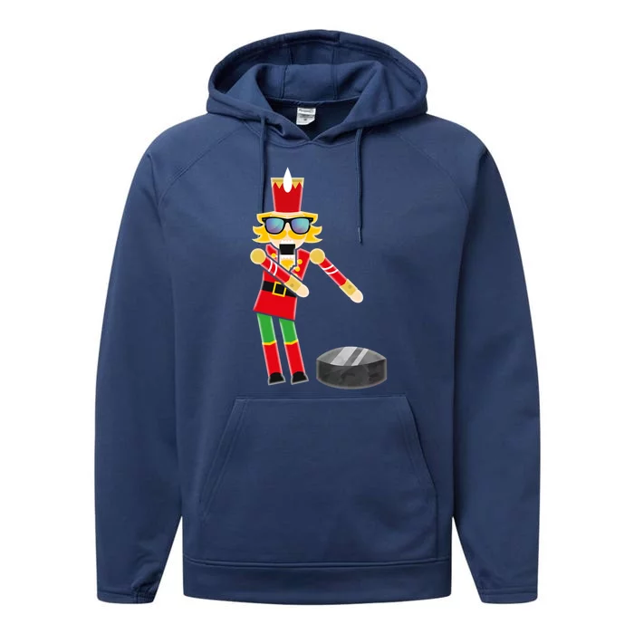 Christmas Ice Hockey Flossing Nutcracker Funny Gift Performance Fleece Hoodie