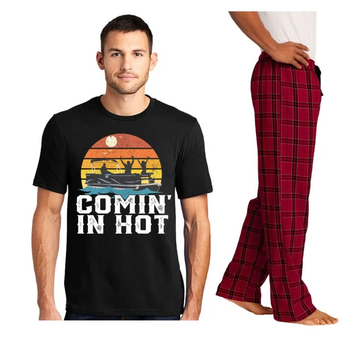 Comin In Hot Pontoon Boat Gif Funny Boating Lake Gift For Dad Gift Pajama Set