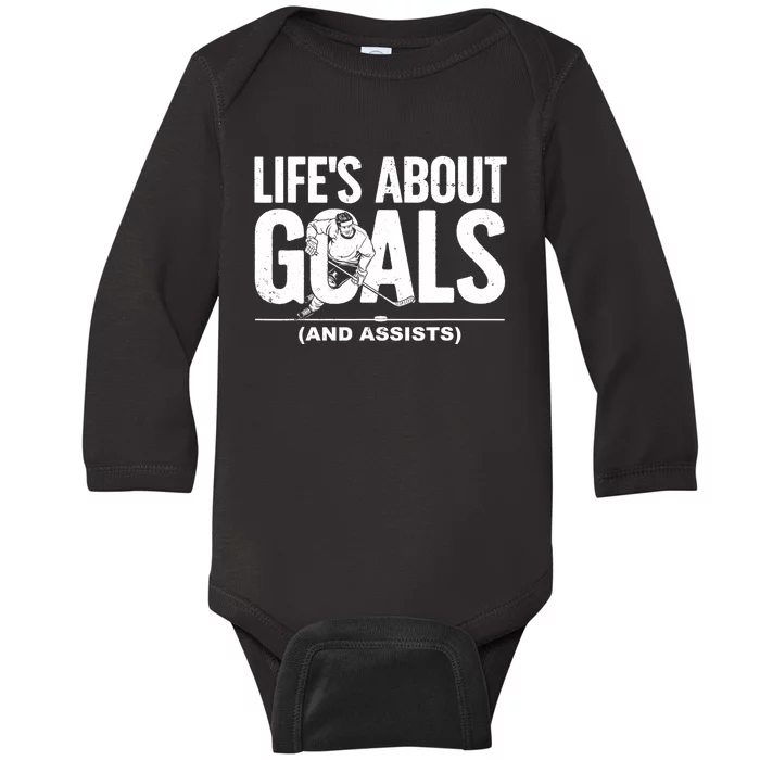 Cool Ice Hockey Lover Goalie Sports Gift Baby Long Sleeve Bodysuit