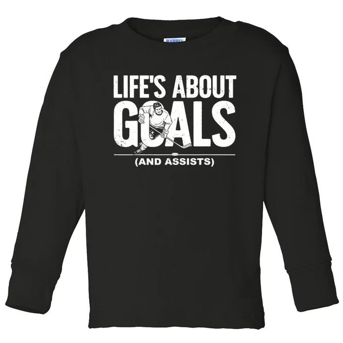 Cool Ice Hockey Lover Goalie Sports Gift Toddler Long Sleeve Shirt