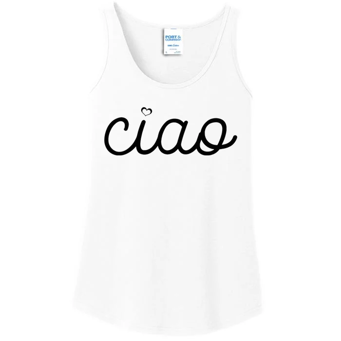 Ciao Italian Hello Goodbye Visit Italy Trip Europe Vacation Ladies Essential Tank