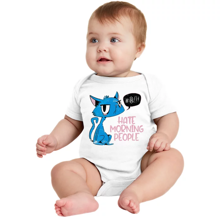 Cat. I Hate Morning People. Baby Bodysuit