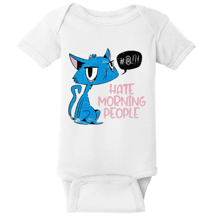 Cat. I Hate Morning People. Baby Bodysuit