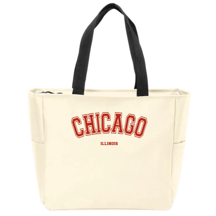 Chicago Illinois Il Red Letter Graphic On Chicago Zip Tote Bag