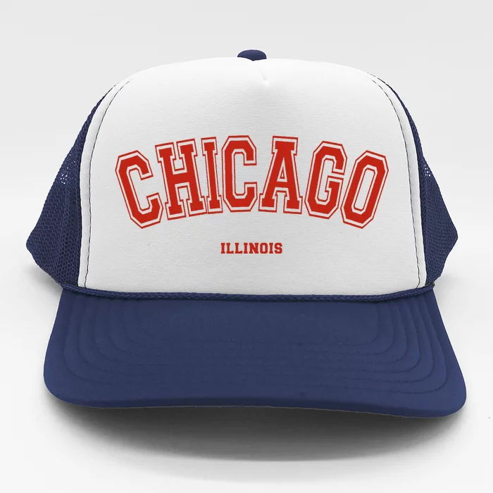 Chicago Illinois Il Red Letter Graphic On Chicago Trucker Hat