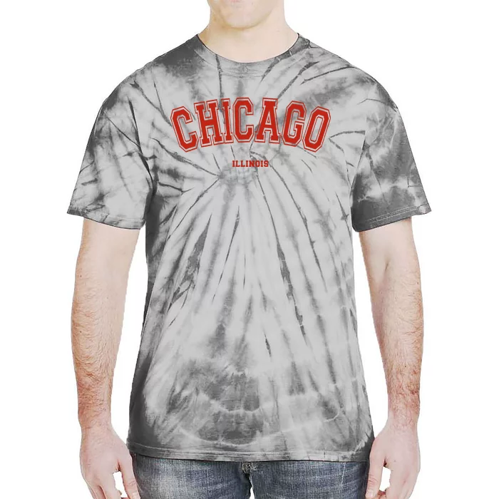 Chicago Illinois Il Red Letter Graphic On Chicago Tie-Dye T-Shirt