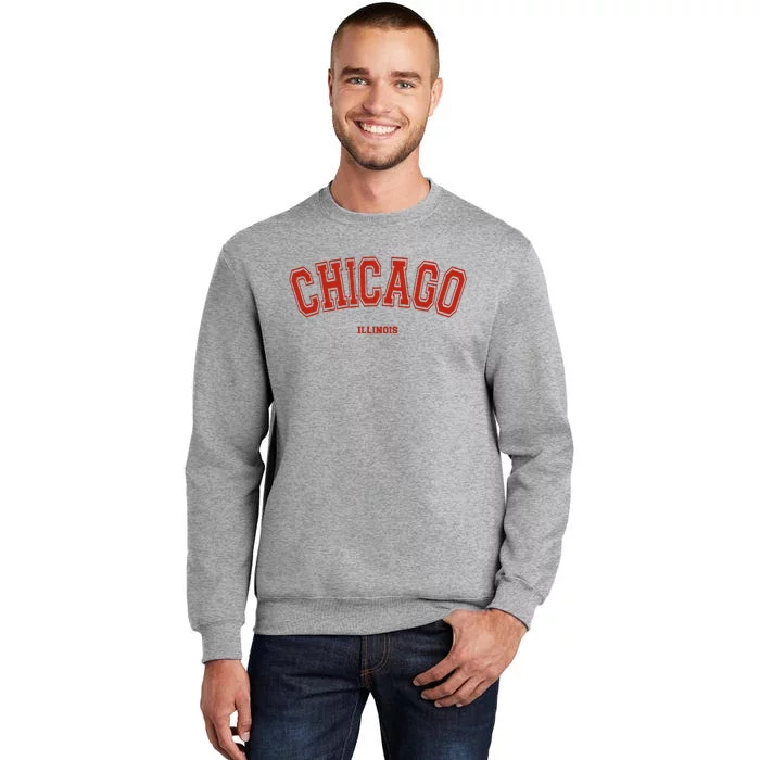 Chicago Illinois Il Red Letter Graphic On Chicago Tall Sweatshirt