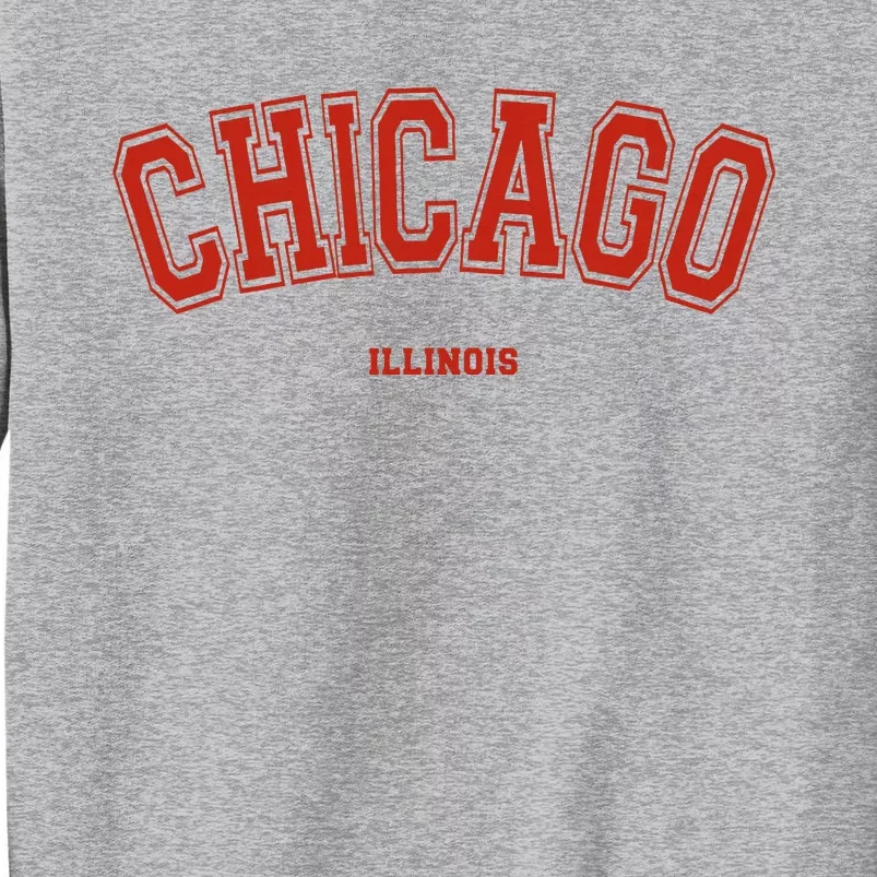 Chicago Illinois Il Red Letter Graphic On Chicago Tall Sweatshirt