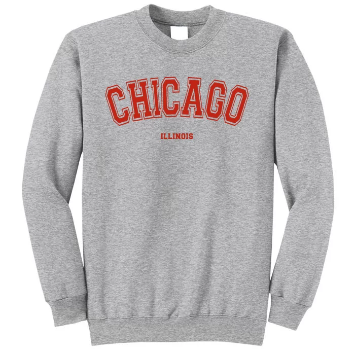 Chicago Illinois Il Red Letter Graphic On Chicago Tall Sweatshirt