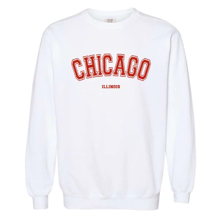 Chicago Illinois Il Red Letter Graphic On Chicago Garment-Dyed Sweatshirt