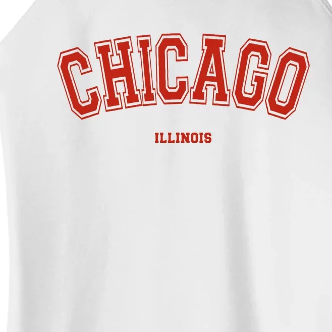 Chicago Illinois Il Red Letter Graphic On Chicago Women’s Perfect Tri Rocker Tank