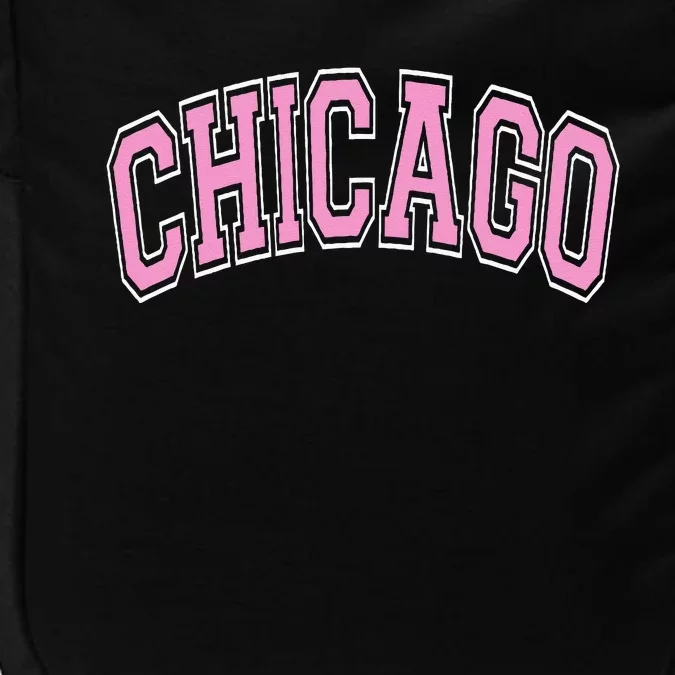 Chicago Illinois IL Varsity Style Pink Text Impact Tech Backpack