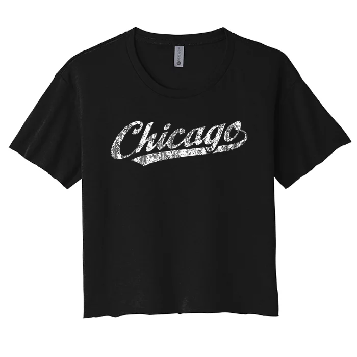 Chicago Illinois Il Vintage Sports Retro Women's Crop Top Tee