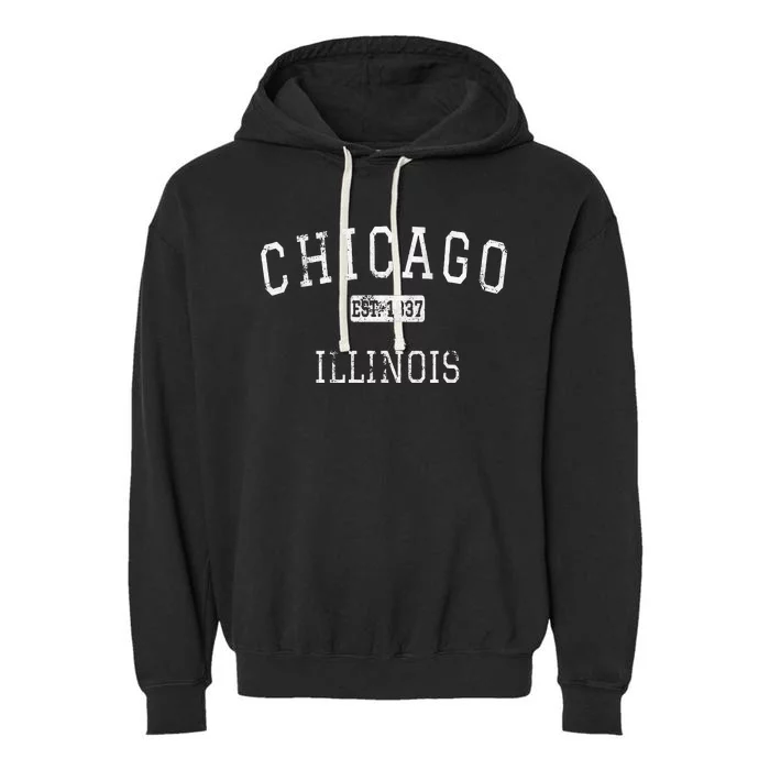 Chicago Illinois Il Vintage Garment-Dyed Fleece Hoodie