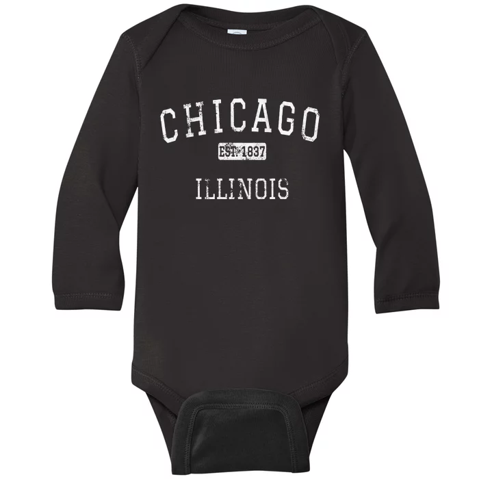 Chicago Illinois Il Vintage Baby Long Sleeve Bodysuit