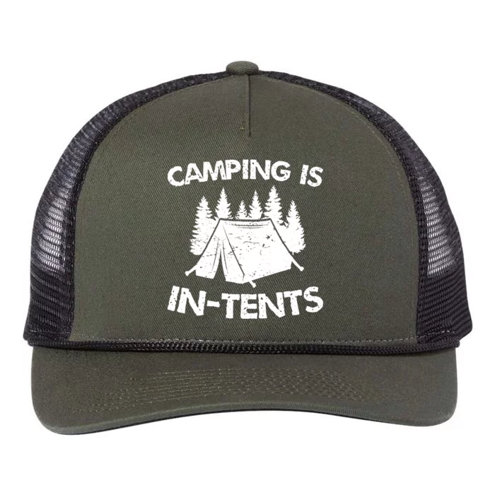 Camping is In Tents - Intense Pun - Funny Tent Camping Retro Rope Trucker Hat Cap