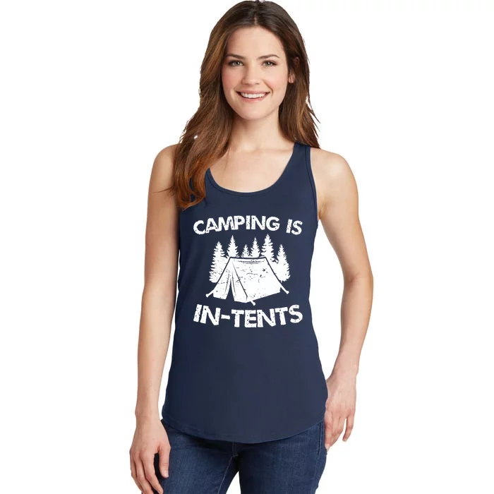 Camping is In Tents - Intense Pun - Funny Tent Camping Ladies Essential Tank